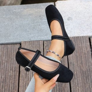 Damen Elegante Ballerinas mit verstellbarem Riemen EB