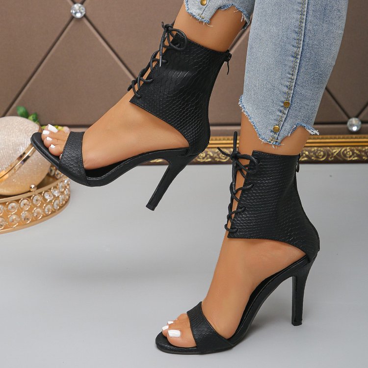 Damen Geschlossene Pumps mit Schnürung und Hohem Absatz EB