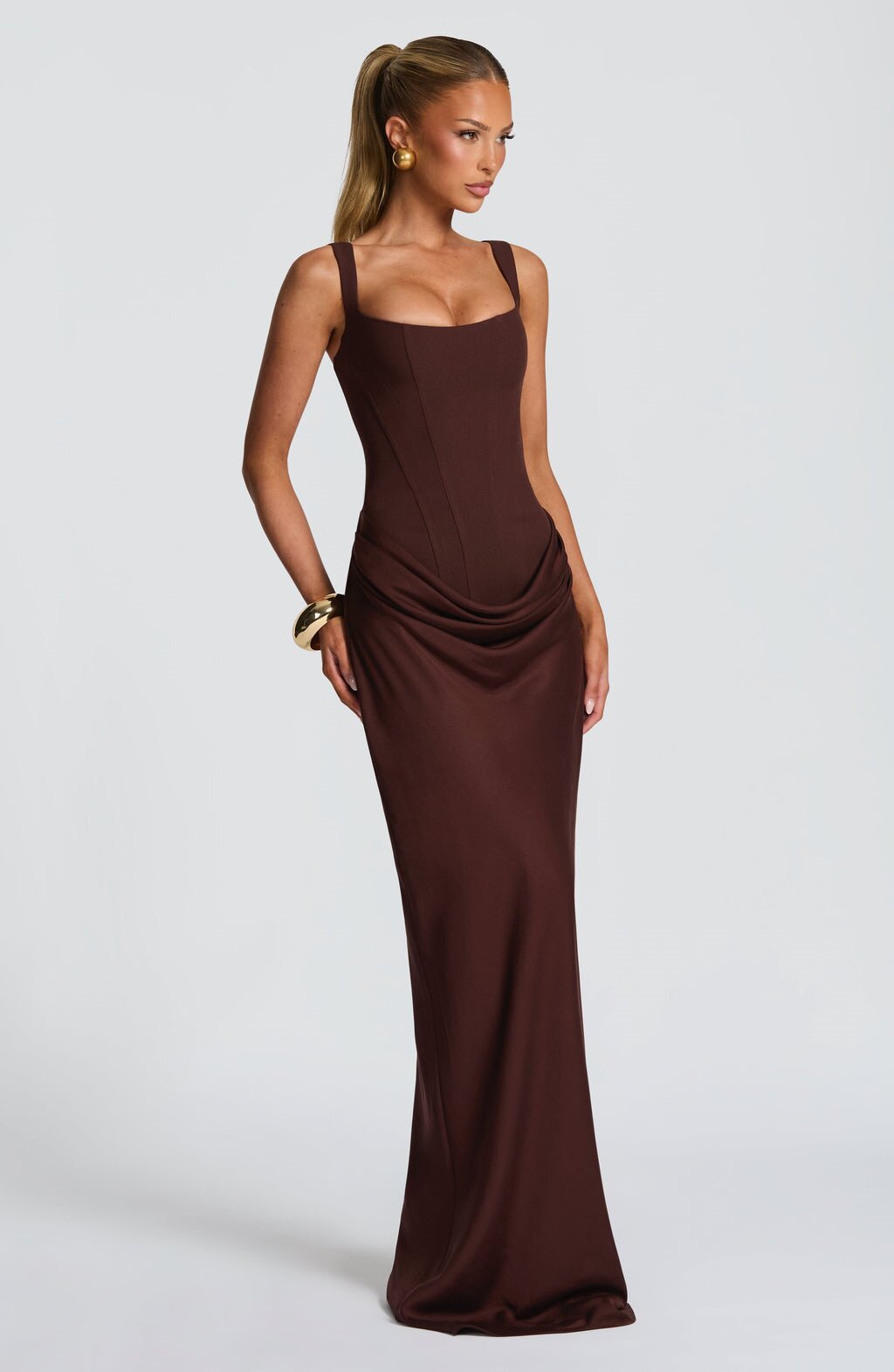 Damen Elegantes Maxikleid mit raffiniertem Drapierungseffekt EB