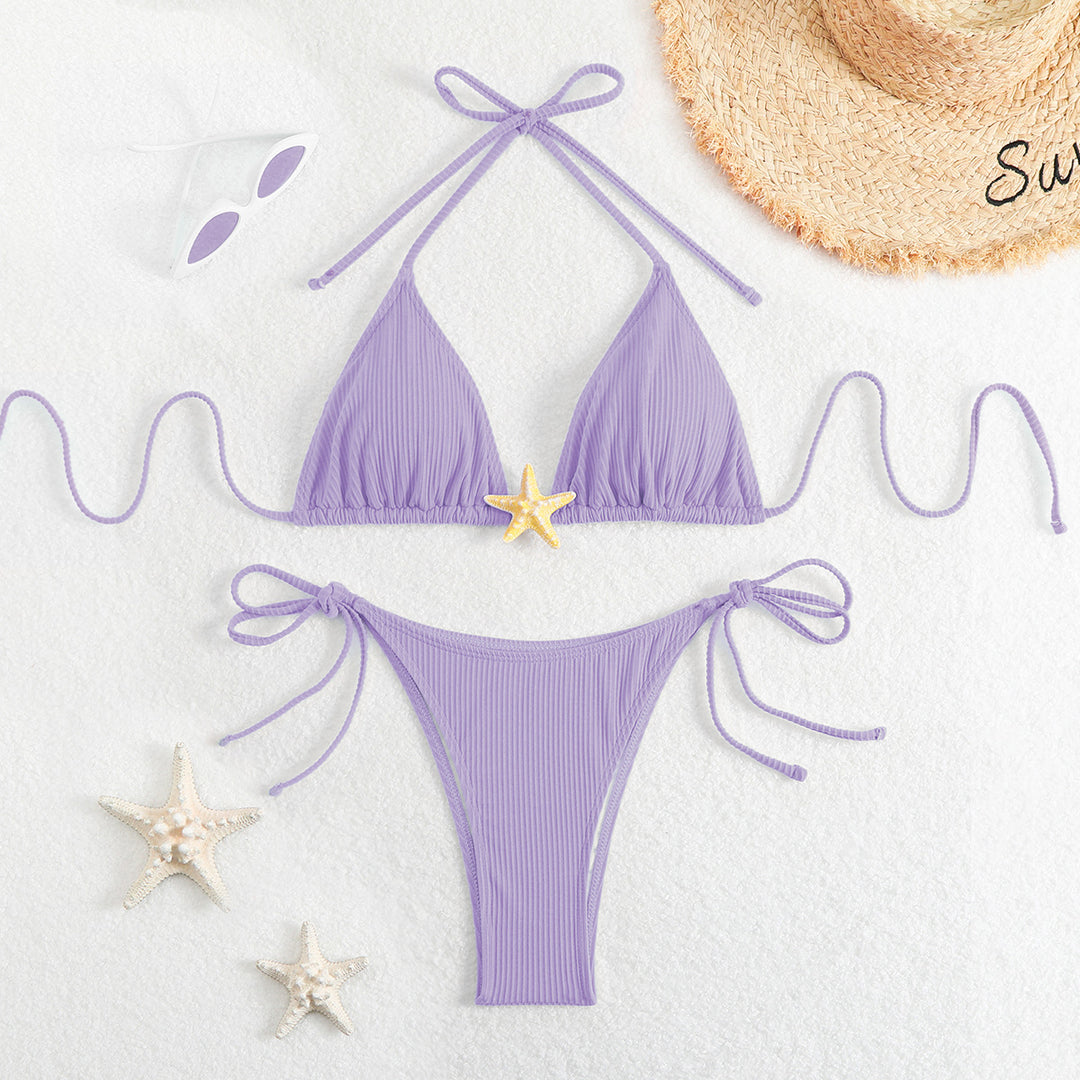 Damen Triangel-Bikini mit raffinierten Rüschen und verspielten Akzenten EB