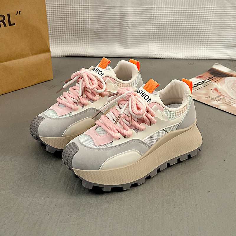 Damen Überdimensionale Plateau Sneakers mit stilvollem Farbverlauf und rutschfester Sohle EB