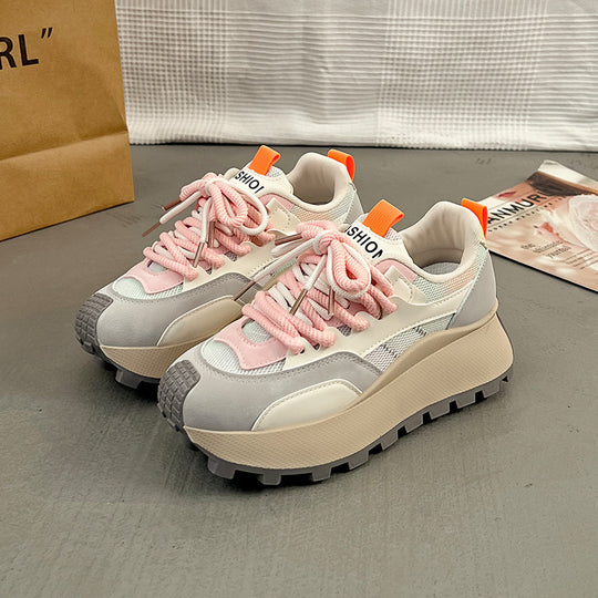 Damen Überdimensionale Plateau Sneakers mit stilvollem Farbverlauf und rutschfester Sohle EB