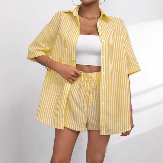 Damen lässiges Hemd und Shorts Set EB