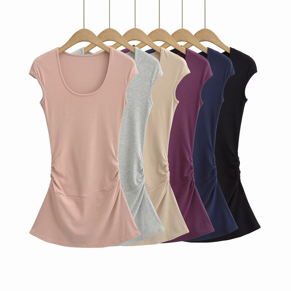 Damen elegantes Jersey-Kleid mit Raffung EB
