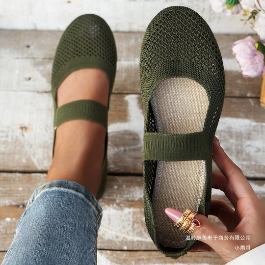 Damen atmungsaktive Slipper mit elegantem Riemendesign und flexibler Sohle EB