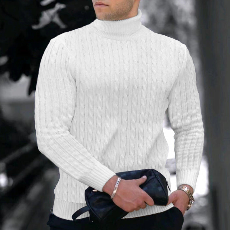 Herren moderner Rollkragenpullover mit strukturiertem Design EB