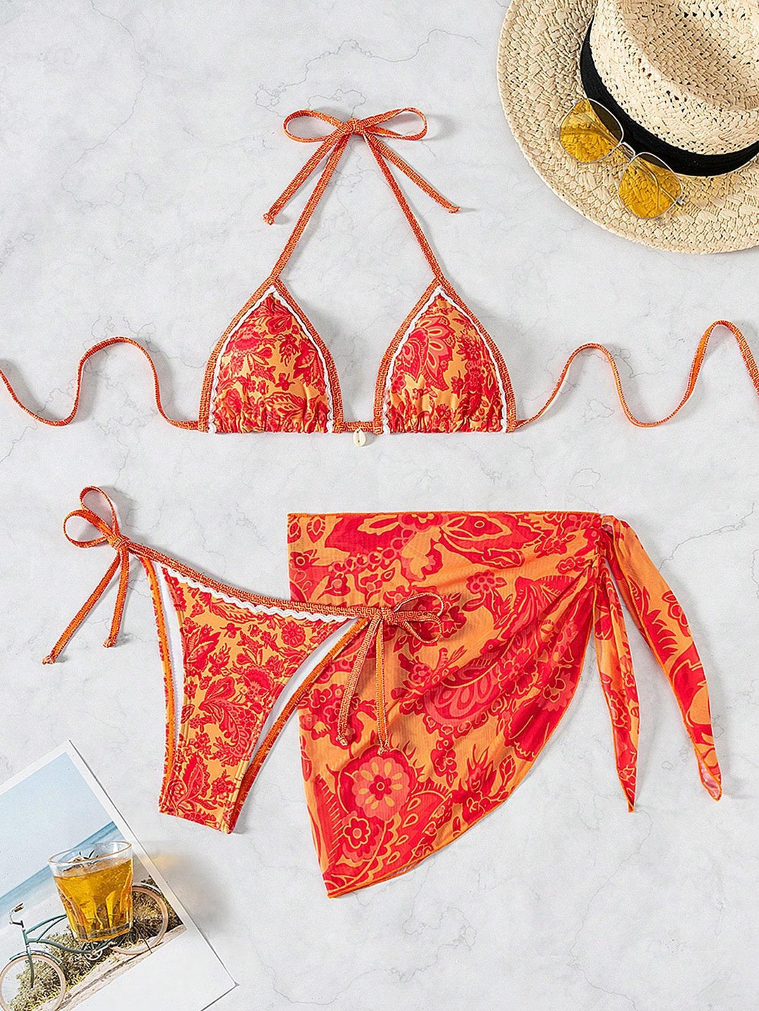 Damen Triangel-Bikini-Set mit elegantem Wickelrock EB