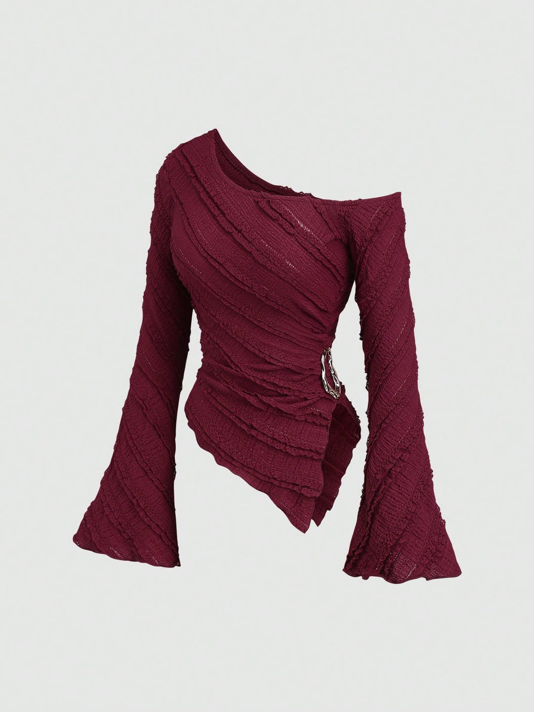 Damen asymmetrisches Oberteil mit strukturiertem Design und Wickelverschluss EB