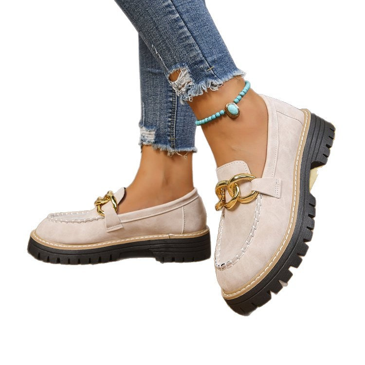 Damen Mokassins mit goldfarbener Kettenapplikation und rutschfester Sohle EB