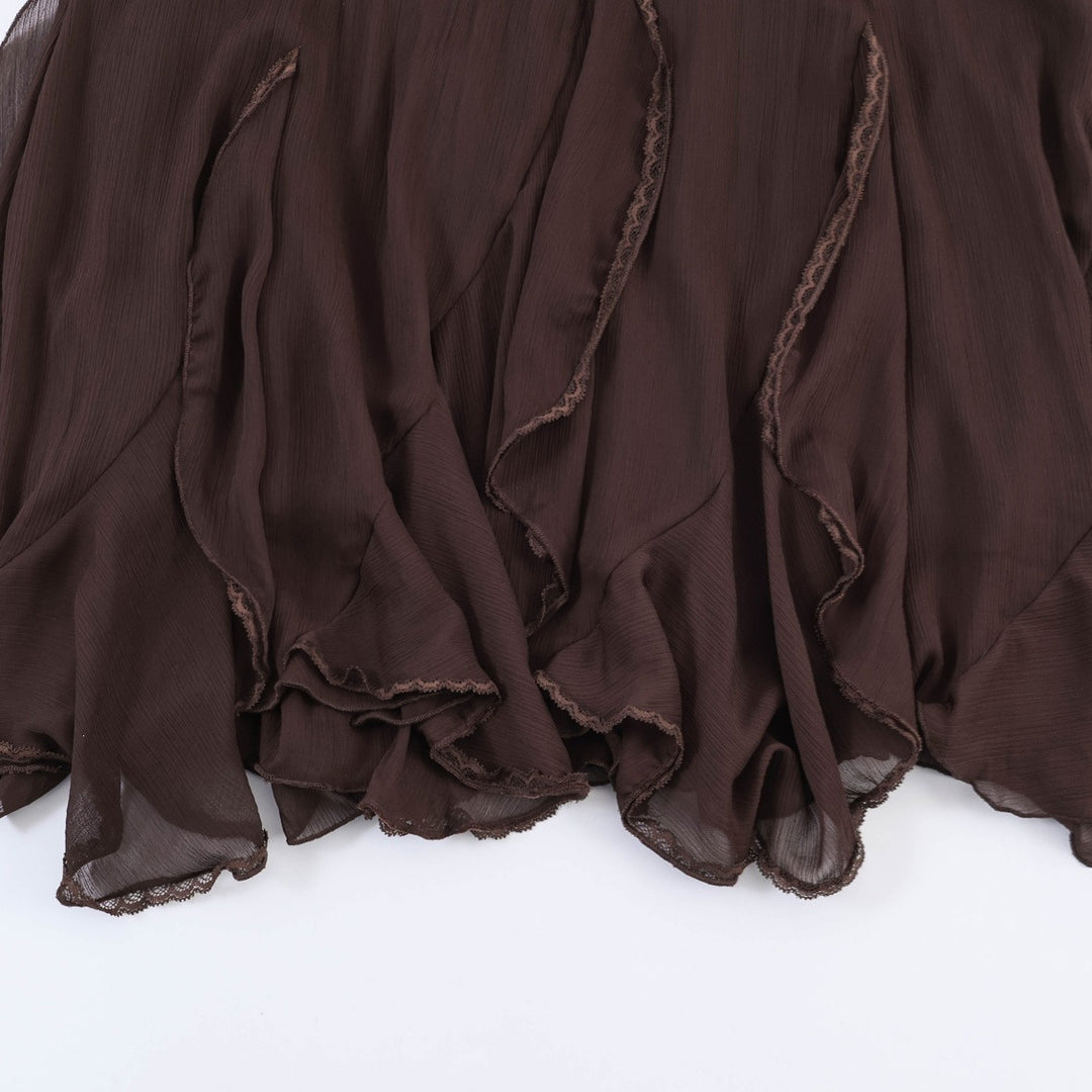 Damen Eleganter, fließender Maxirock mit Volants EB