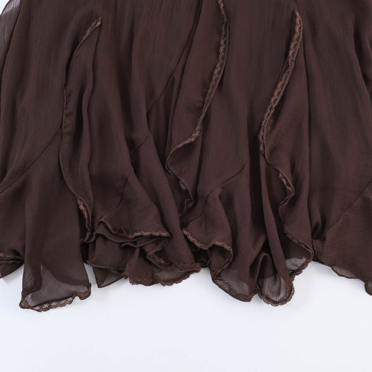 Damen Eleganter, fließender Maxirock mit Volants EB