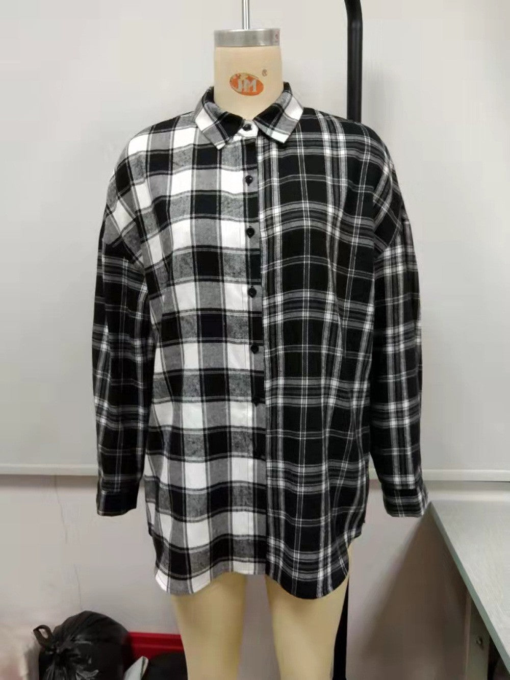 Damen lässige Flanellhemdjacke mit Karomuster EB