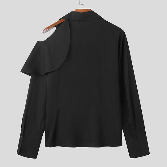 Damen Modische Bluse mit asymmetrischem Kragen und hochwertiger Verarbeitung EB