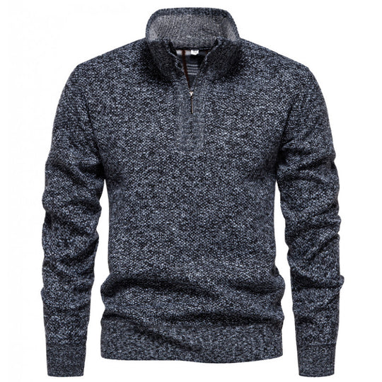 Herren Strickpullover mit halbem Reißverschluss und modischem Strukturdesign EB