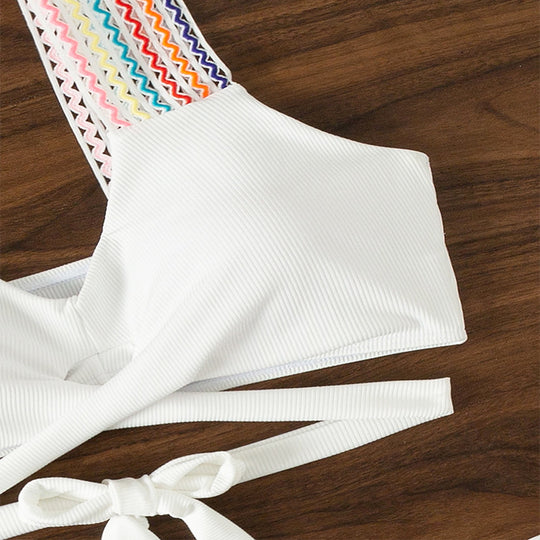 Damen Hochtaillierter Bikini mit stylischem Wickel-Design EB