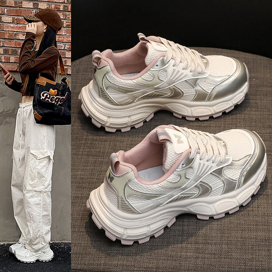 Damen Sportliche Sneakers mit atmungsaktiver Mesh-Oberfläche und stoßdämpfender Sohle EB