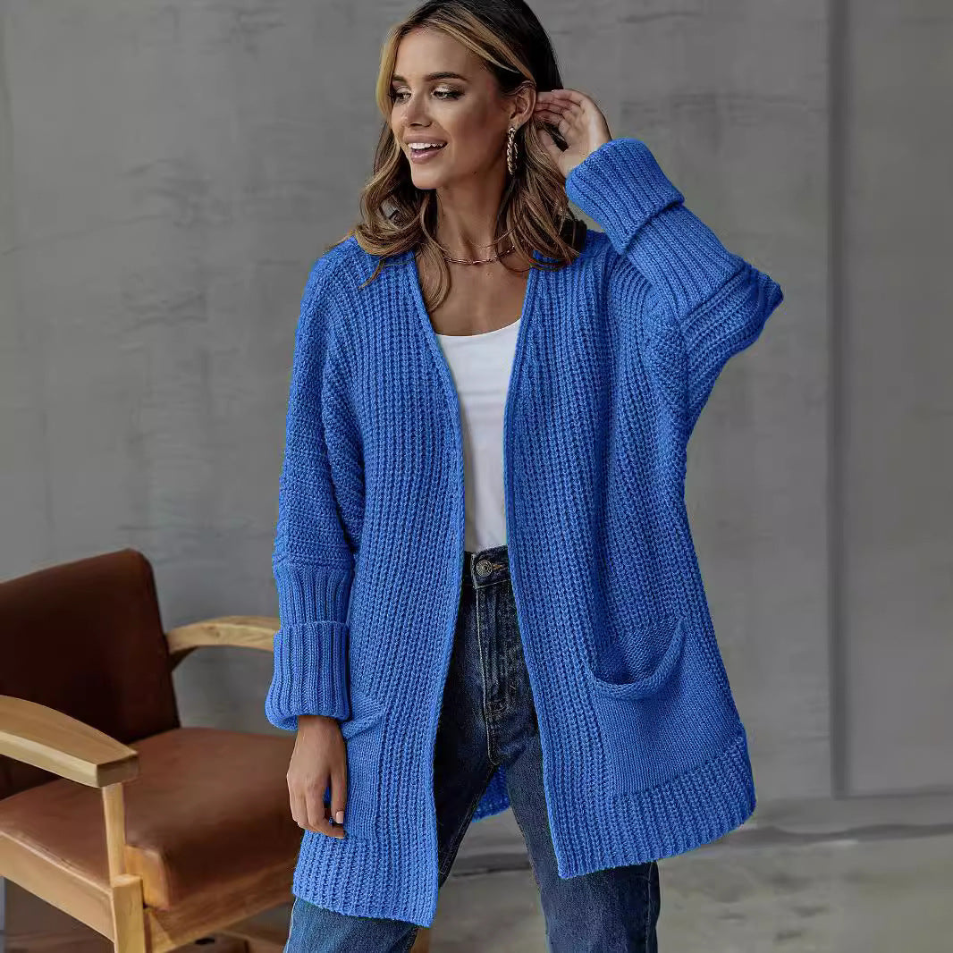 Damen Großer Strickcardigan mit definiertem Rippendesign und praktischen Taschen EB