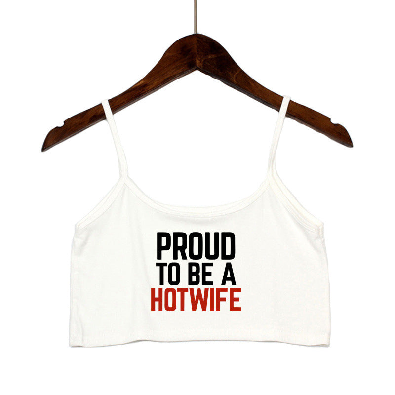 Damen Crop-Top mit modernen Schriftzügen und verstellbaren Trägern EB