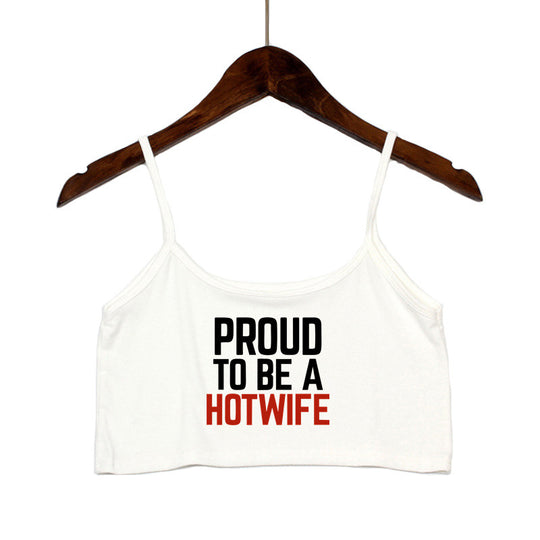 Damen Crop-Top mit modernen Schriftzügen und verstellbaren Trägern EB