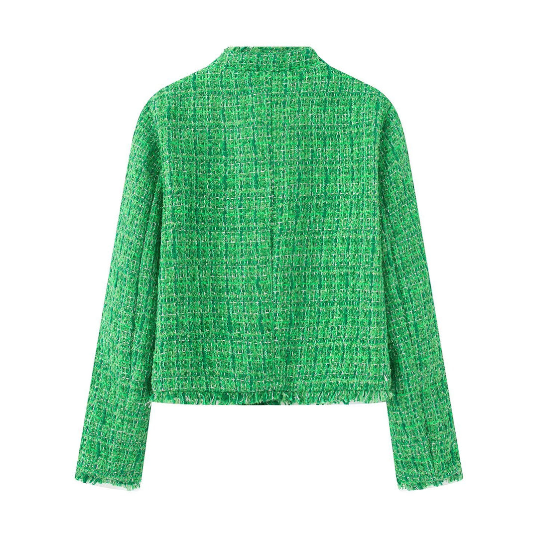 Damen Kurzjacke mit strukturiertem Design und goldenen Knöpfen EB