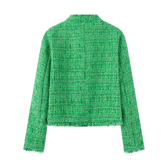 Damen Kurzjacke mit strukturiertem Design und goldenen Knöpfen EB
