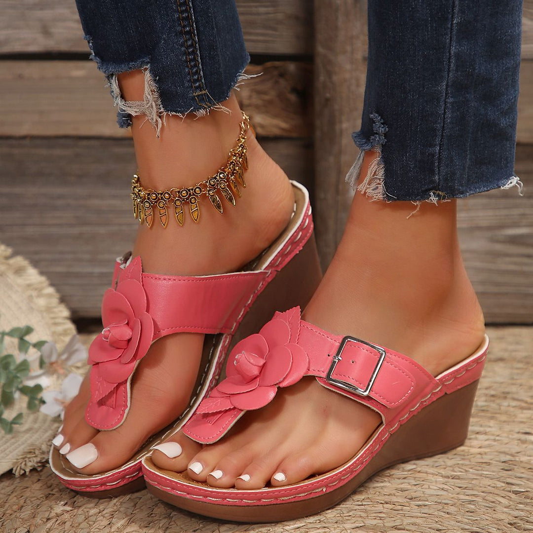 Damen Wedge-Sandalen mit modischem Blumenapplikations-Design EB