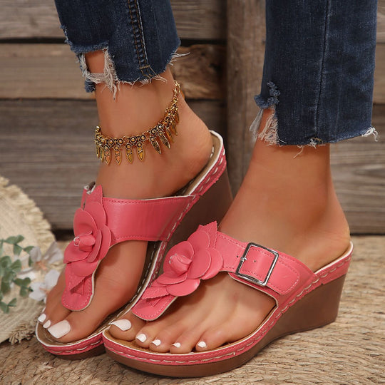 Damen Wedge-Sandalen mit modischem Blumenapplikations-Design EB