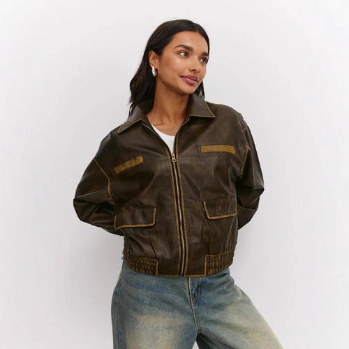Damen modische jacke mit praktischen Taschen und elastischem Saum EB