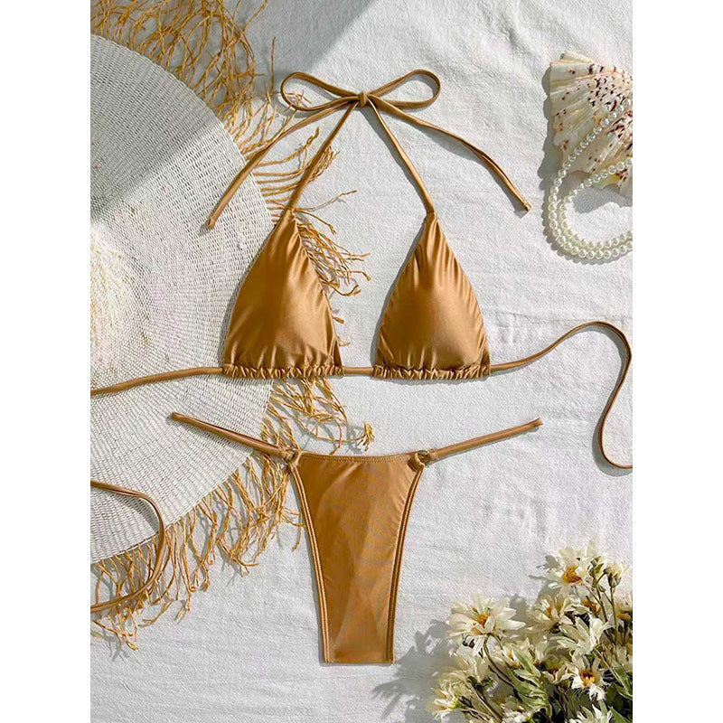 Damen Triangel-Bikini mit fransigem Design EB