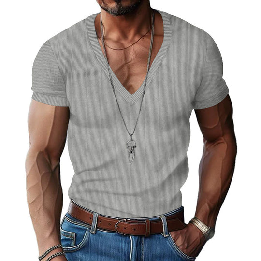 Herren Kurzarm V-Ausschnitt T-Shirt EB