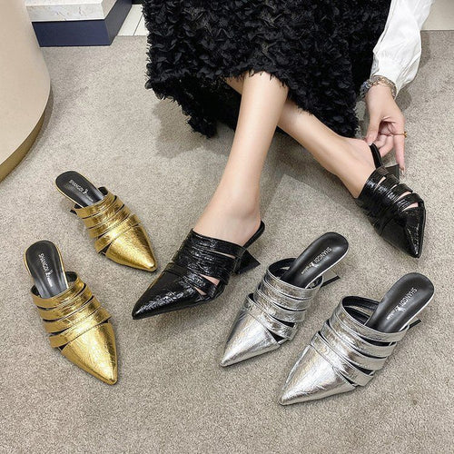 Damen elegante Sling Mules mit geometrischem Design EB