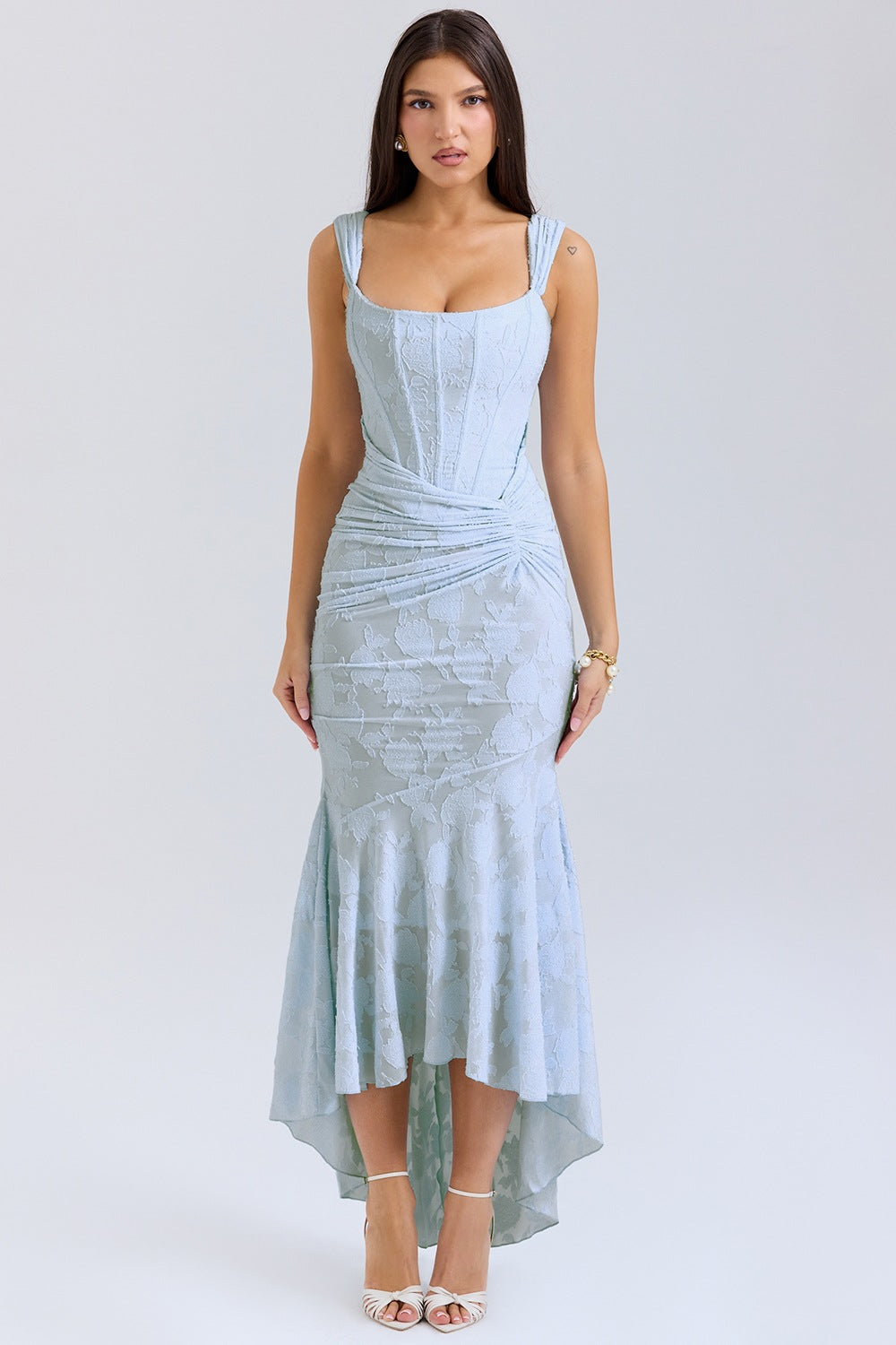 Damen Elegantes Maxikleid mit raffinierten Rüschen und schmeichelndem Schnitt EB