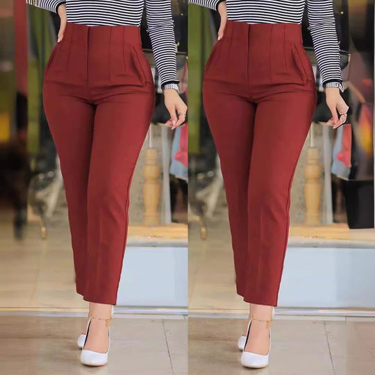 Damen Hochgeschnittener Schlank-Pant mit dekorativem Nähdetails EB