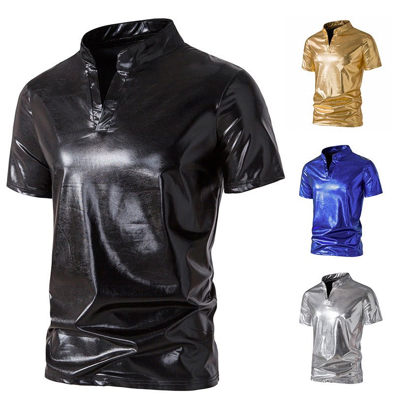 Herren Hochglänzendes Poloshirt mit modernem Stehkragen EB