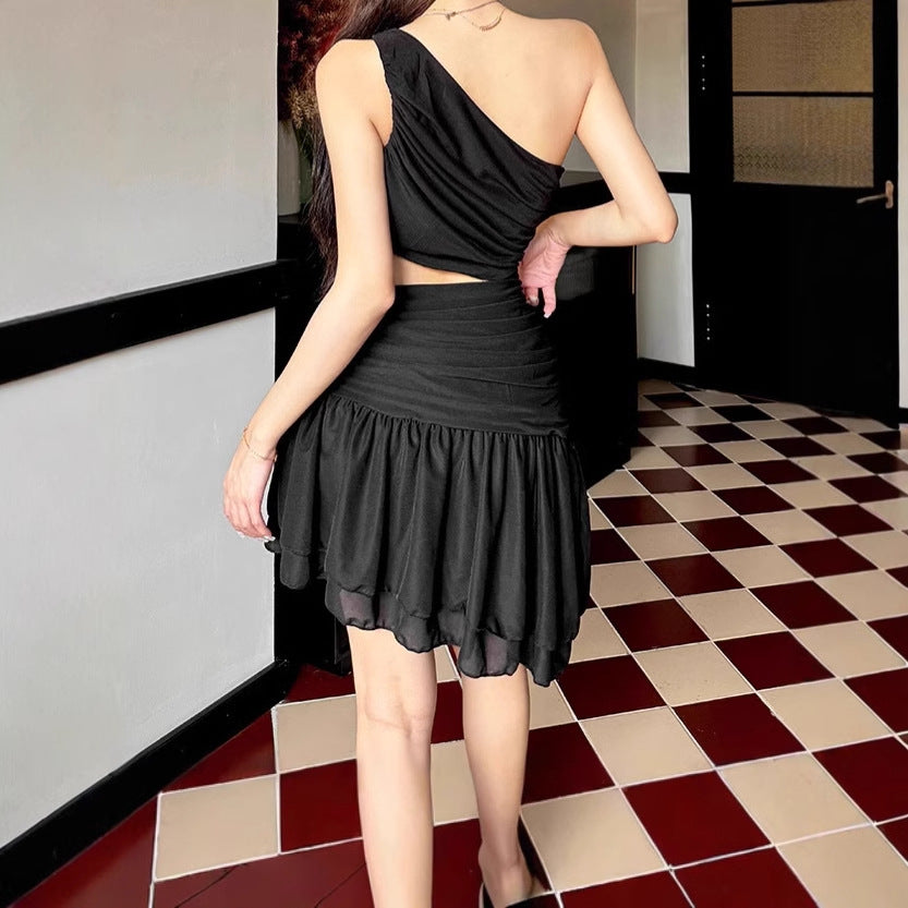 Damen Einseitiges Minikleid mit Cut-Out und Rüschendetails EB