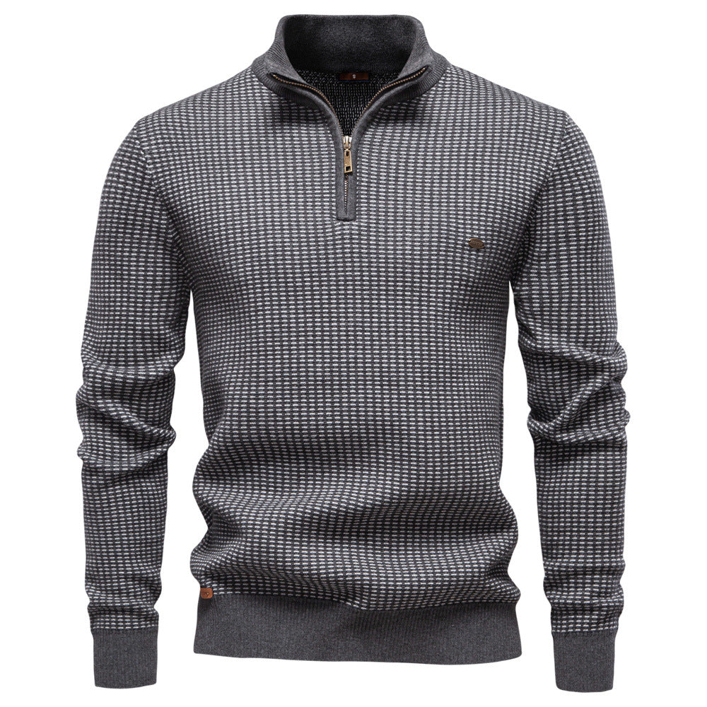 Herren Strickpullover mit modernem Zipper und strukturiertem Design EB