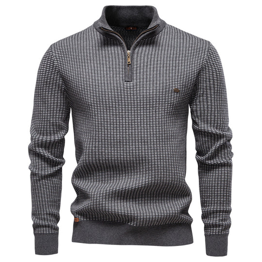 Herren Strickpullover mit modernem Zipper und strukturiertem Design EB