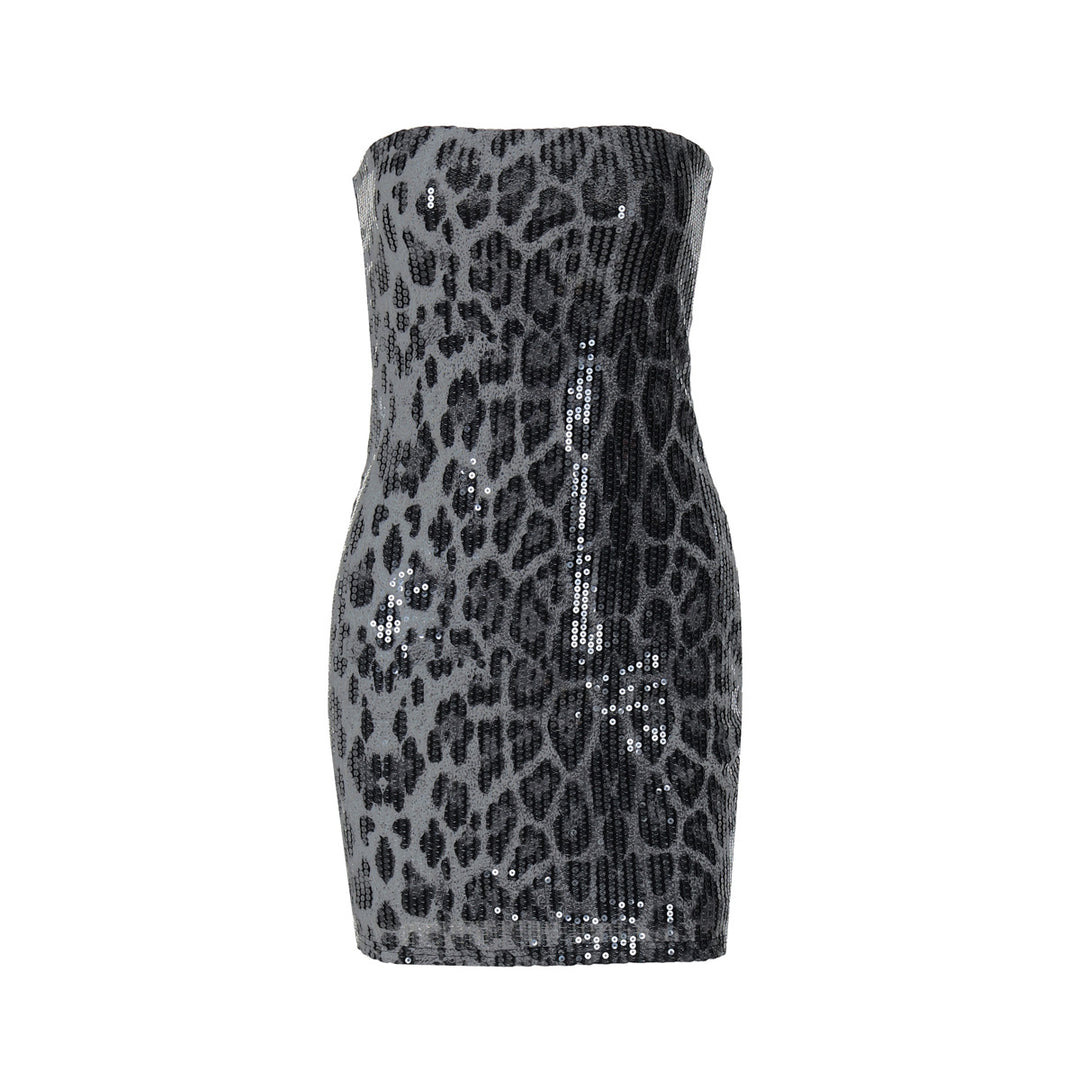 Damen Glamouröses Minikleid im Leopardenmuster mit Glitzereffekten EB