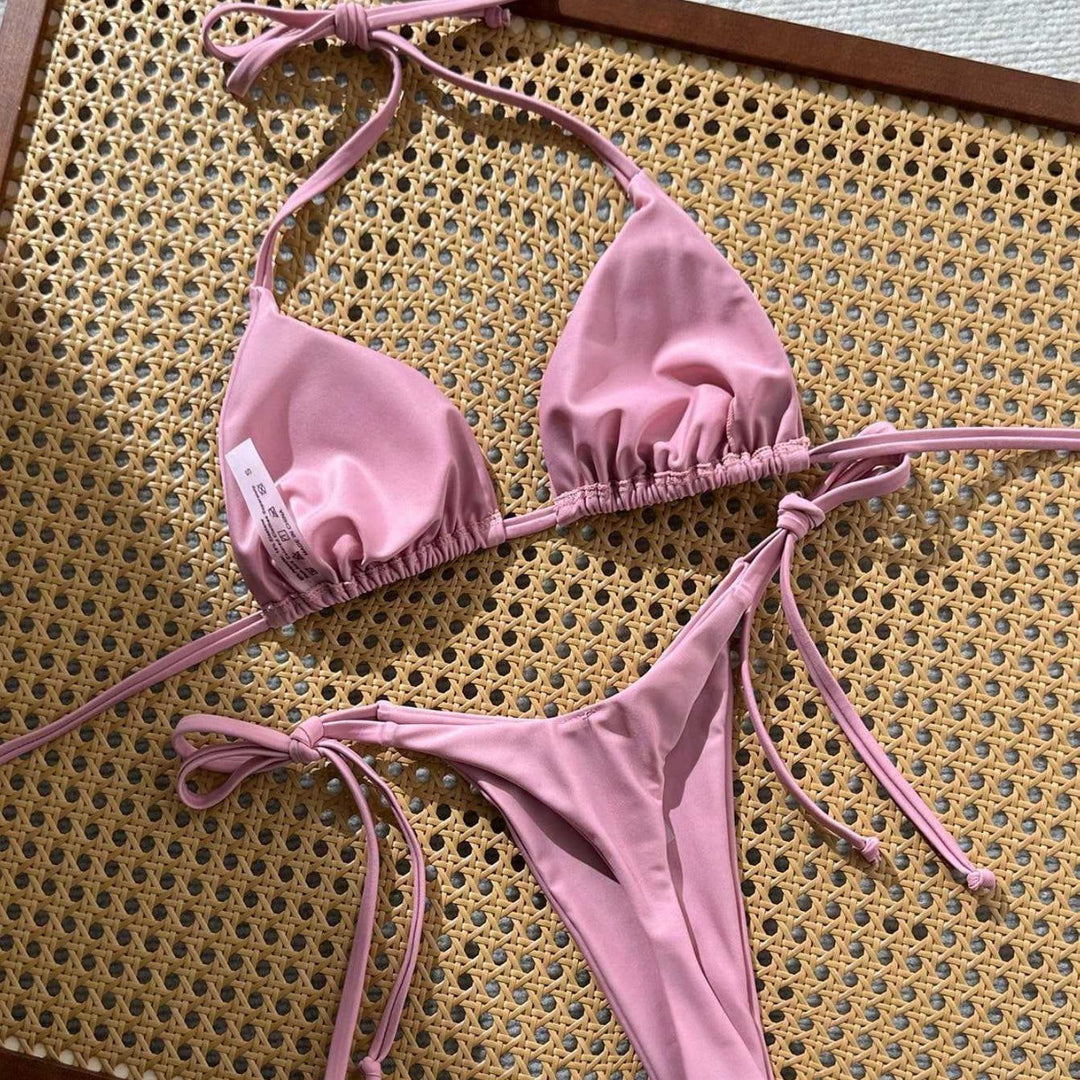 Damen Triangel-Bikini mit raffinierten Lochmuster-Details EB
