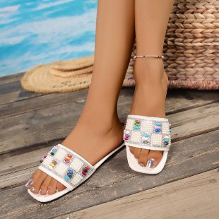 Damen Freizeit-Sandalen mit funkelnden Schmucksteinen EB