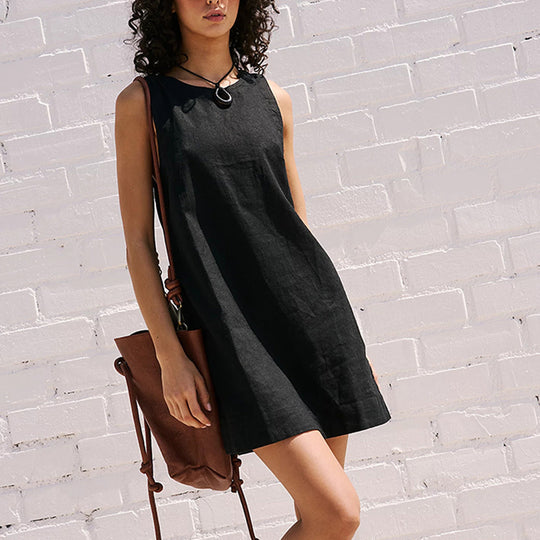 Damen Leichtes Leinensommerkleid EB