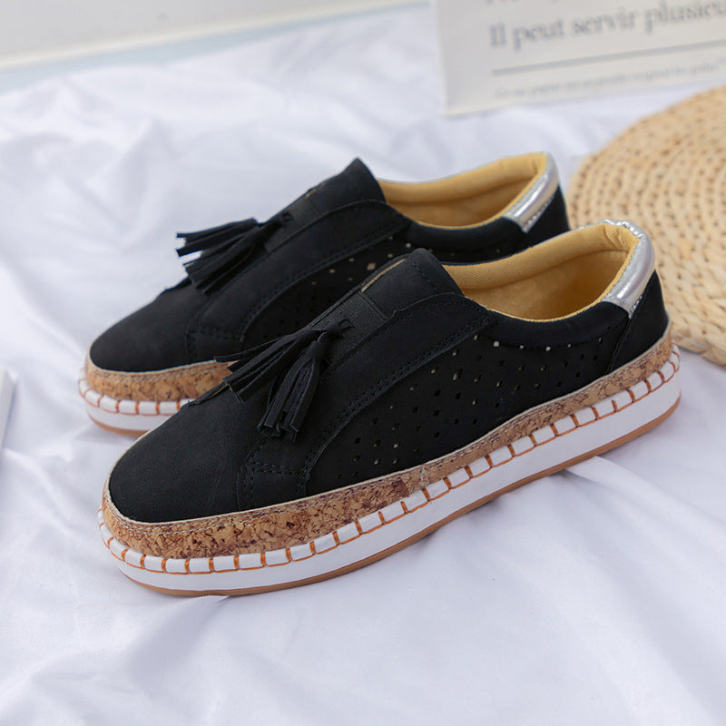 Damen sportliche Freizeitschuhe mit atmungsaktivem Obermaterial und Korksohle EB