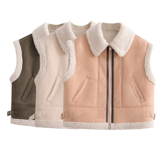 Damen modische Weste mit weichem Fleecefutter und modernem Design EB