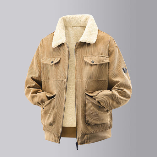 Herren kuschelige Teddy-Fleecejacke mit praktischen Brusttaschen und elastischen Bündchen EB
