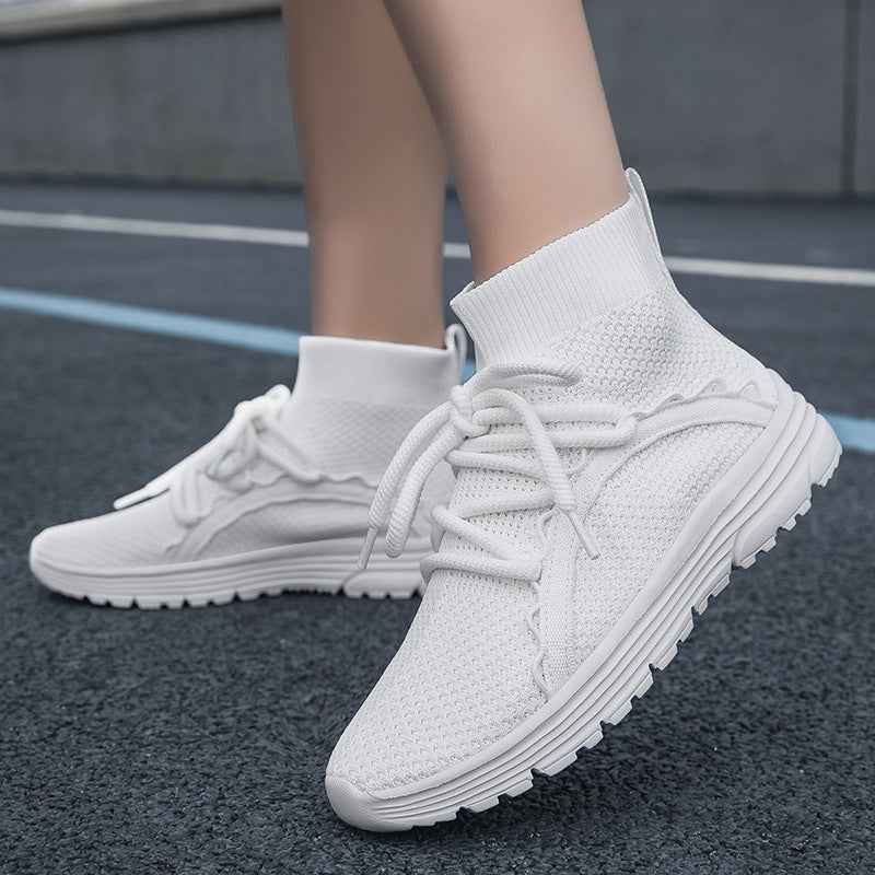 Damen Hochschuh Sneaker mit atmungsaktivem Obermaterial und innovativem Schnürsystem EB