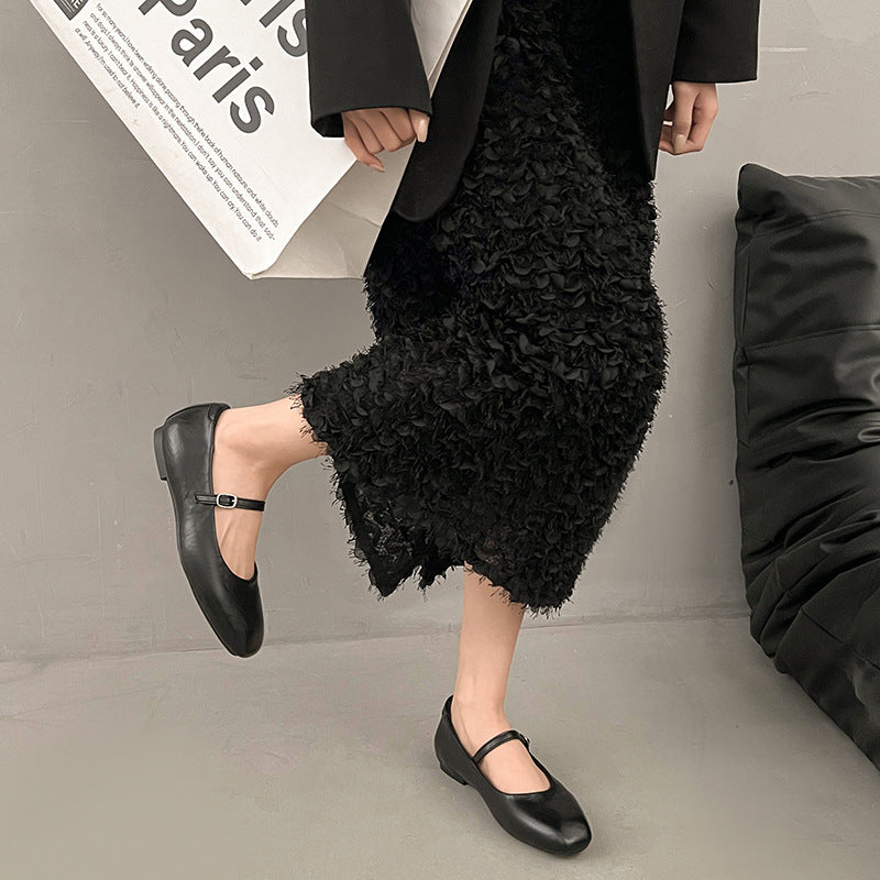 Damen Ballerina mit verstellbarem Riemchen und modischem Glanz EB