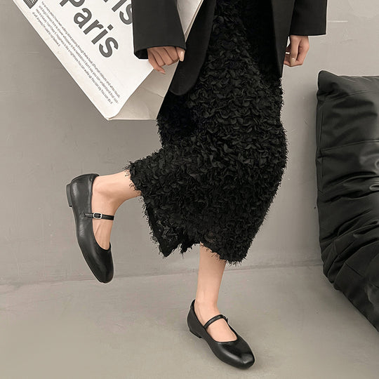 Damen Ballerina mit verstellbarem Riemchen und modischem Glanz EB