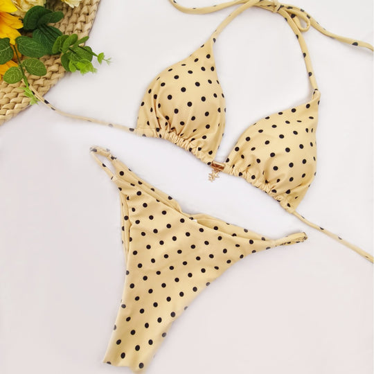 Damen Triangel-Bikini mit floralem Design und verstellbaren Trägern EB