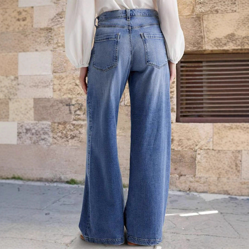 Damen Weit geschnittene Jeanshose im eleganten Stil EB