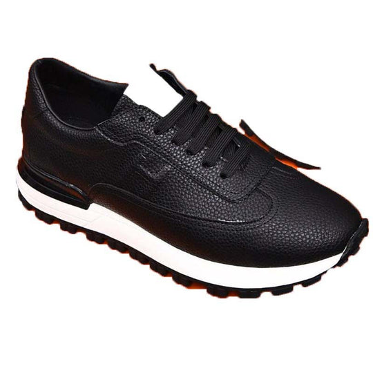 Damen Sportliche Sneakers aus hochwertigem Leder mit rutschfester Laufsohle EB